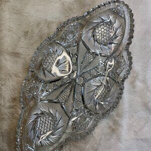 VTG American Brilliant Crystal Glass Relish Dish